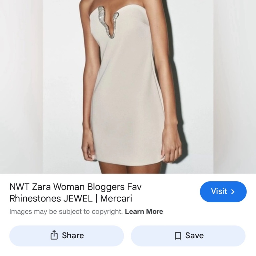 Zara Cream Strapless Mini Dress with Rhinestone Trim